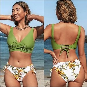 CUPSHE White Floral Side Tie Bikini Bottom